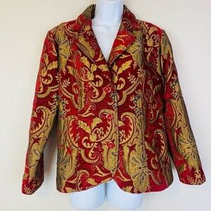 ELCC Gold Red Brocade Tapestry Blazer Size L